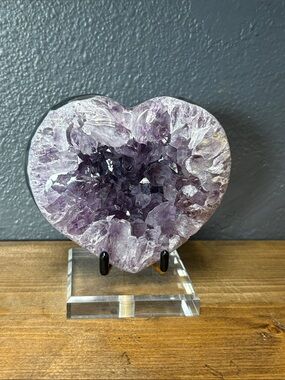 Heart Shaped Amethyst Crystal Geode - Purple